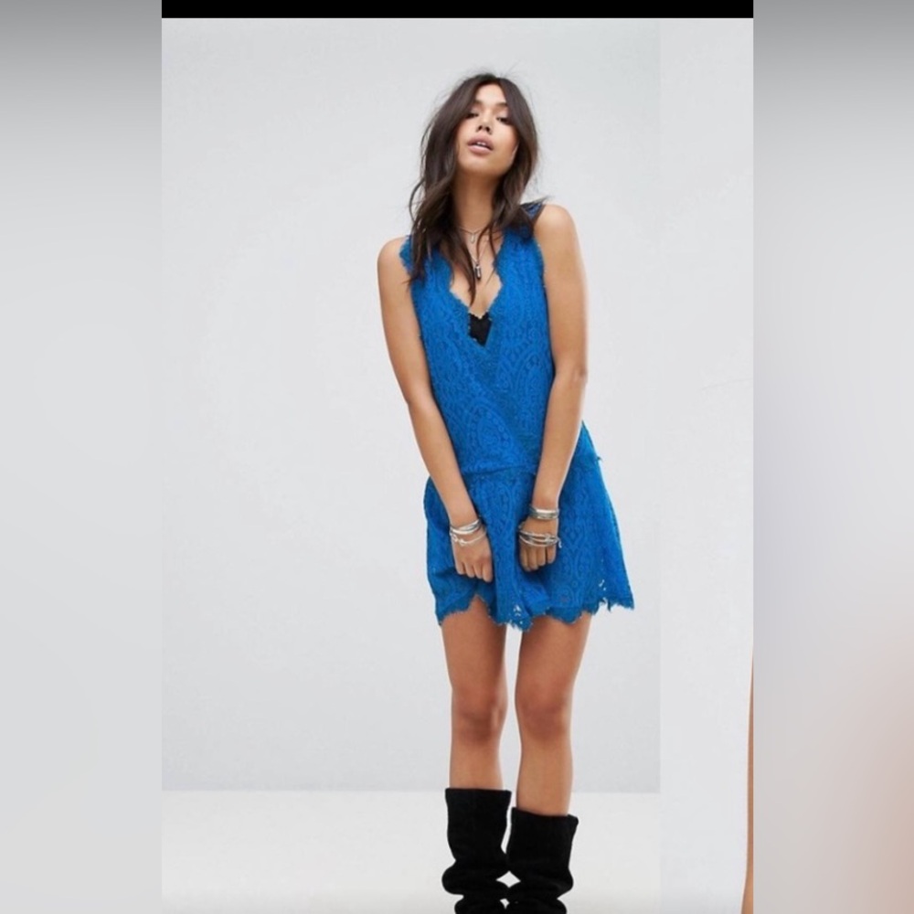 Free People Blue Sleeveless V-Neck Sundress